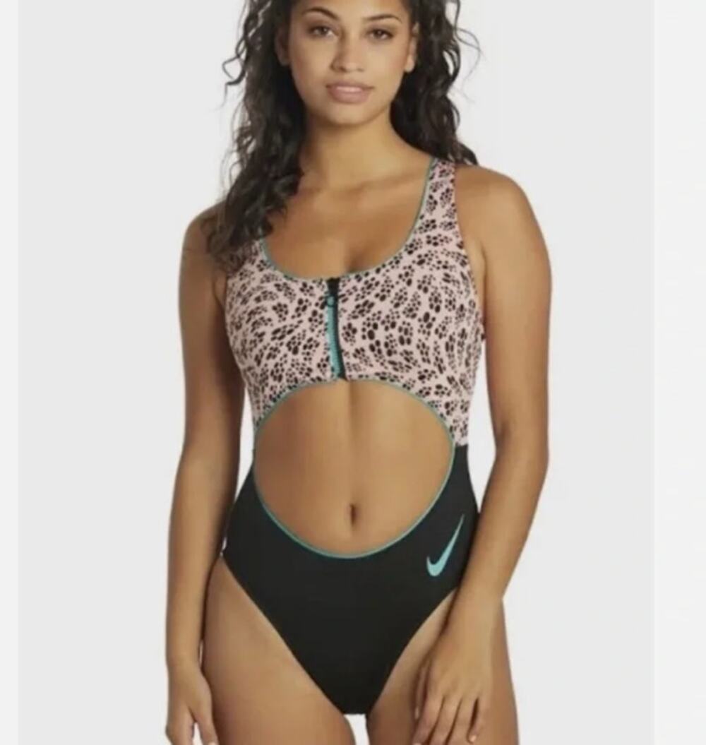 Nike Party Dots Cut Out One Piece Swimsuit NWT Size M